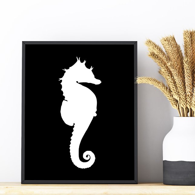 Impression Photo Hippocampe noir et blanc (Black and White Seahorse Photo Print)