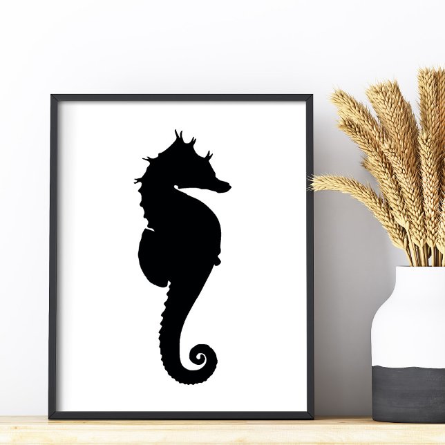 Impression Photo Hippocampe noir et blanc (Black and White Seahorse Photo Print)