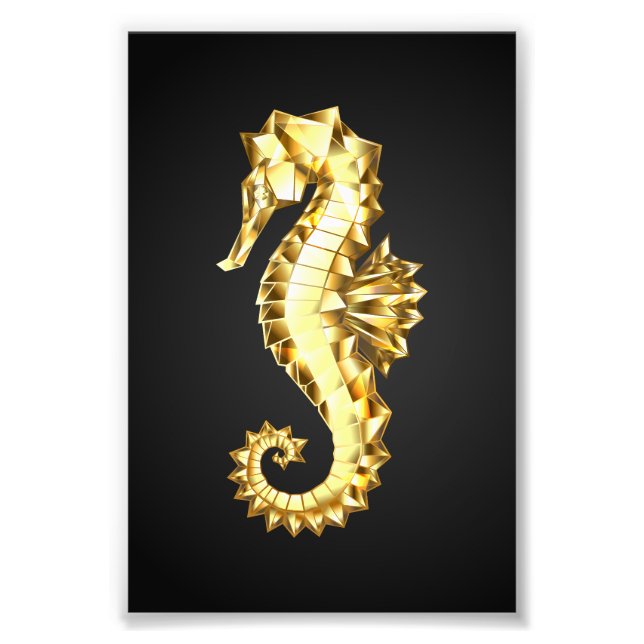 Impression Photo Hippocampe Polygonal Or (Devant)