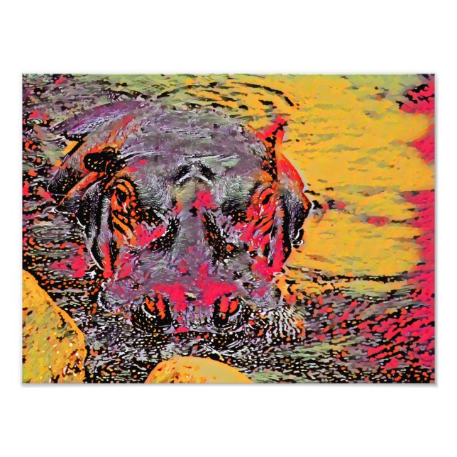 Impression Photo Hippopotame coloré (Devant)
