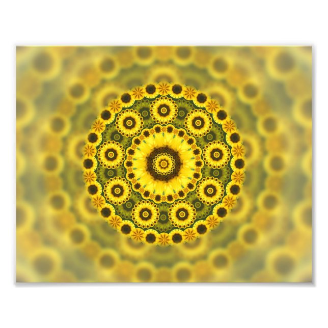 Impression Photo Hippy Sunflower Fractal Mandala Motif (Devant)