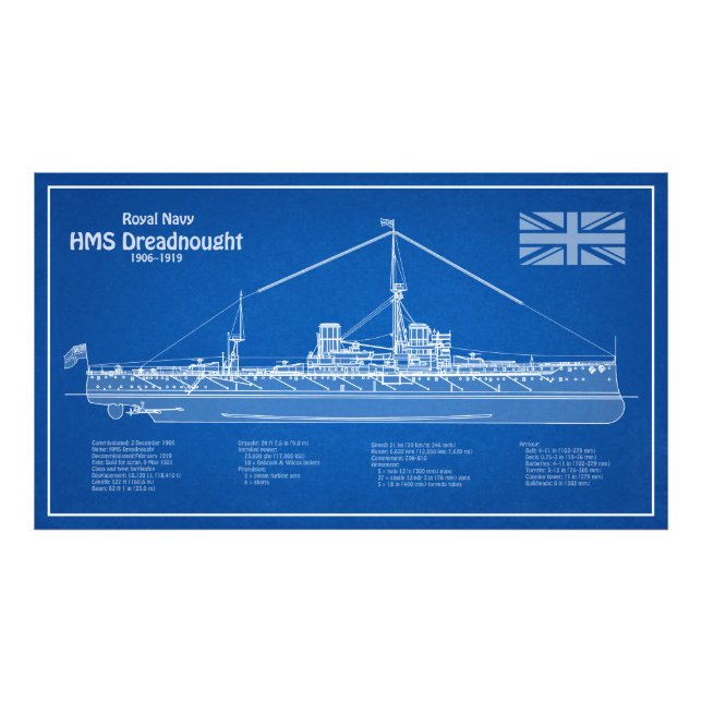 Impression Photo HMS Dreadnoud - Plan d'expédition ABD (Devant)