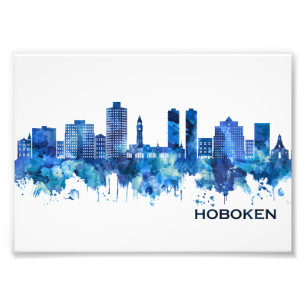 Impression Photo Hoboken New Jersey Skyline Blue