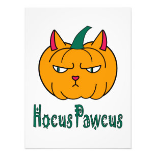 Impression Photo Hocus pawcus citrouille d'Halloween chat roux magi