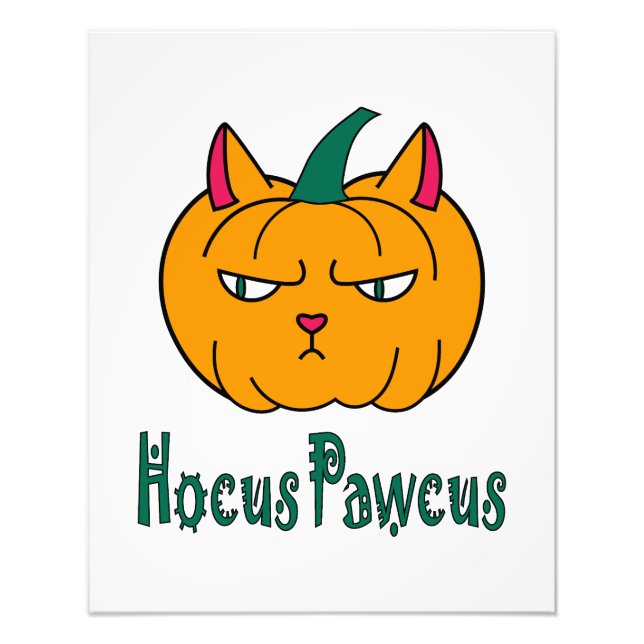 Impression Photo Hocus pawcus Halloween citrouille ginger cat magie (Devant)