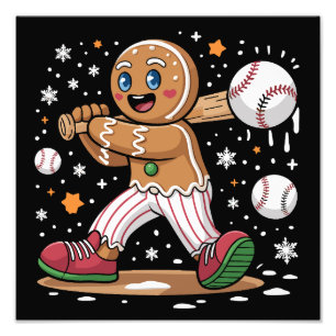 Impression Photo Homme en pain d'épices de Noël Joueur de baseball