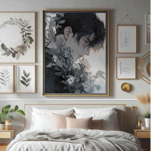 Impression Photo Homme mystérieux et fleurs