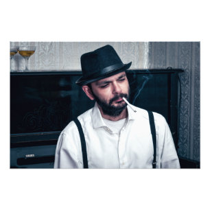 Impression Photo Homme rétro jouant du piano et fumant