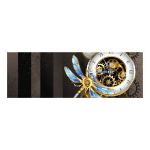 Impression Photo Horloge à vapeur avec libellule mécanique