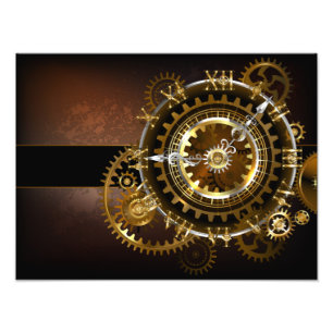 Impression Photo Horloge Steampunk avec des engrenages anciens