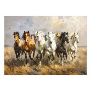 Impression Photo Horse Herd Galloping Mustang Peinture Découpage