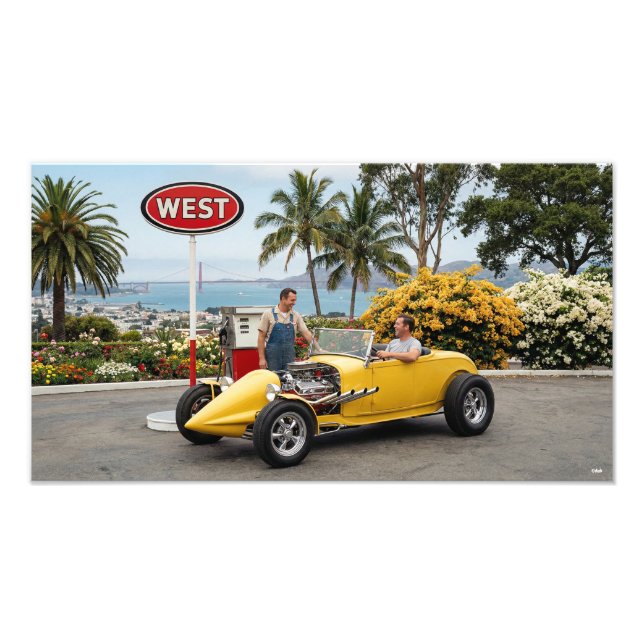 Impression Photo Hot rod in a gas station   (Devant)