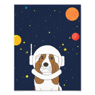 Impression Photo Hound Dog Astronaut Animal Avec Casque Spatial