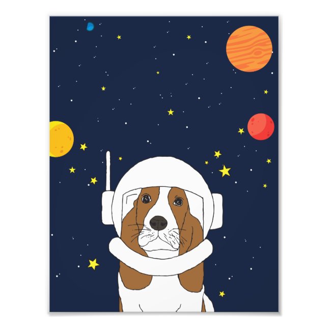 Impression Photo Hound Dog Astronaut Animal Avec Casque Spatial (Devant)