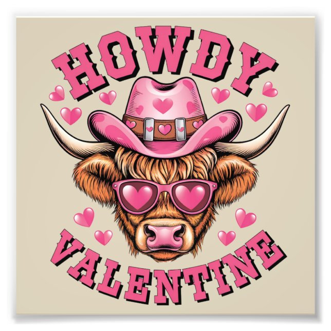 Impression Photo Howdy Valentine Cow Valentines Da&y Coquette Love (Devant)