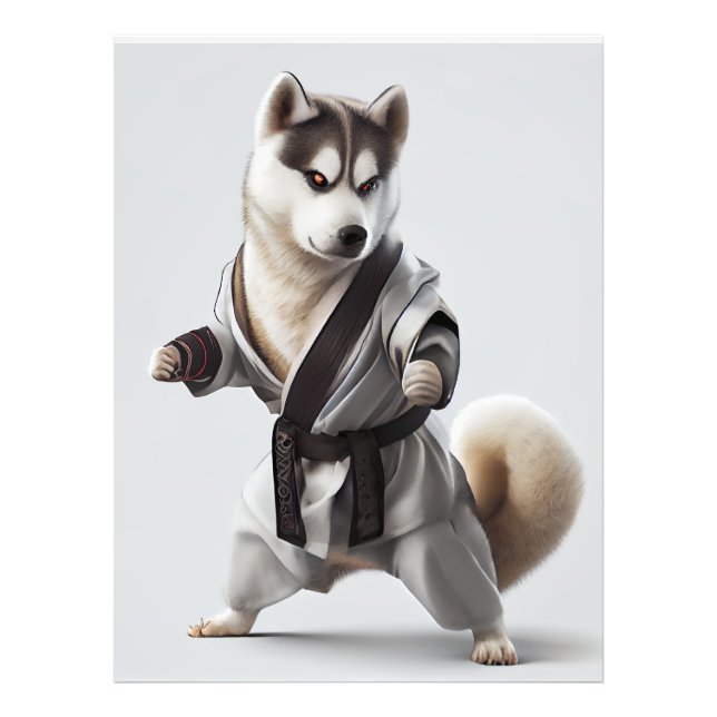 Impression Photo Husky Dog Jouer Karate, Champion de Karate Husky D (Devant)
