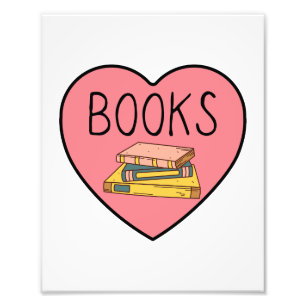 Impression Photo I Love Books Heart