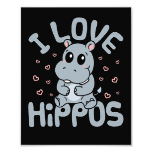 Impression Photo I Love Hippopotamus mignon Hippopotamus Lover
