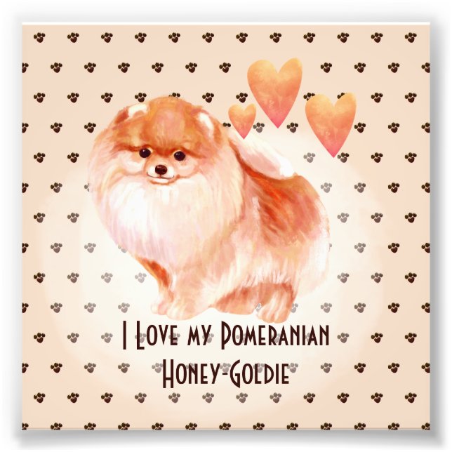 Impression Photo I Love My Pomeranian Ajouter un nom Custom Cartoon (Devant)