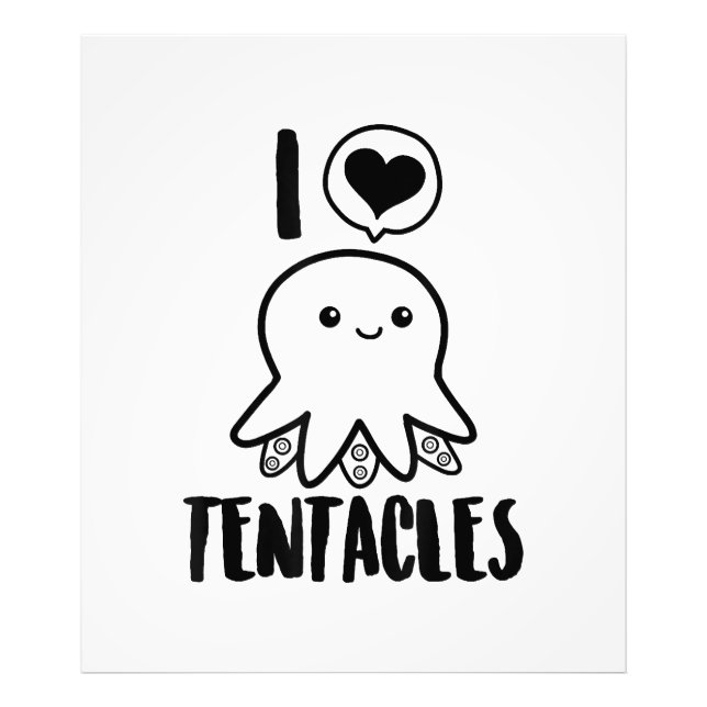 Impression Photo I Love Tentacles T-shirt Cute Octopus Tee (Devant)