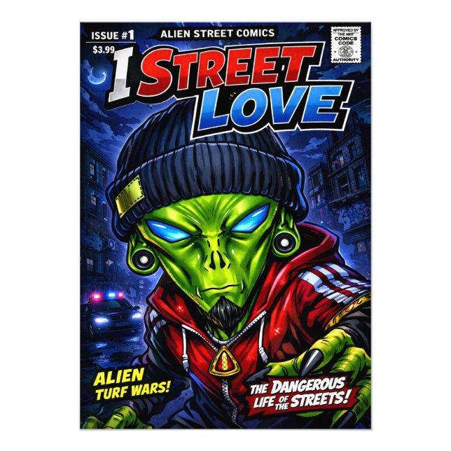 Impression Photo I Street Love – Urban Alien Comic Cover Art (Devant)