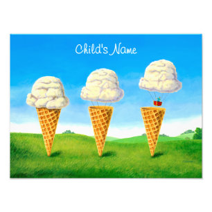 Impression Photo Ice Cream Cone - Hot Air Balloon Whimsical Art