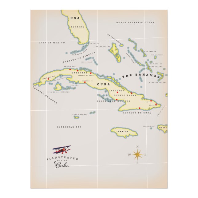 Impression Photo Illustrated map of Cuba (Devant)