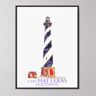 Impression Photo Illustration aquarelle du phare de Cape Hatteras