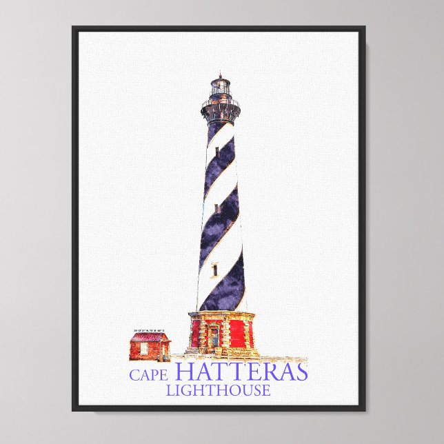Impression Photo Illustration aquarelle du phare de Cape Hatteras (Créateur téléchargé)