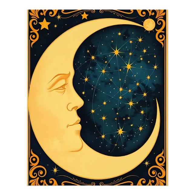 Impression Photo Illustration Art Nouveau Lune (Devant)