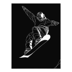 Impression Photo Illustration d'art linéaire minimaliste d'un snowb