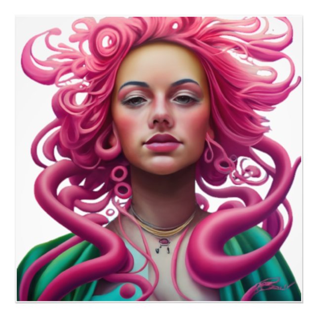 Impression Photo Illustration d'art Manga Portrait PopArt Psychedel (Devant)