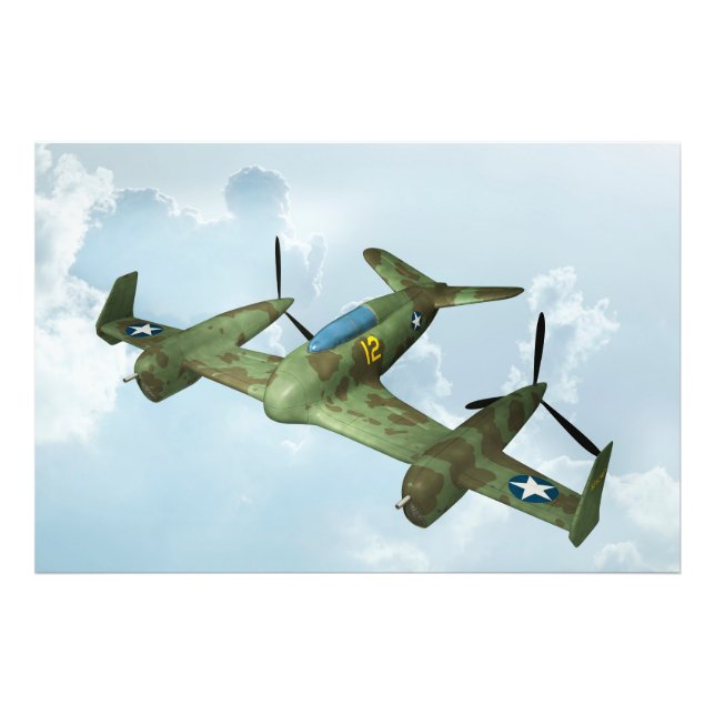 Impression Photo Illustration d'aviation militaire de vol de warbir (Devant)