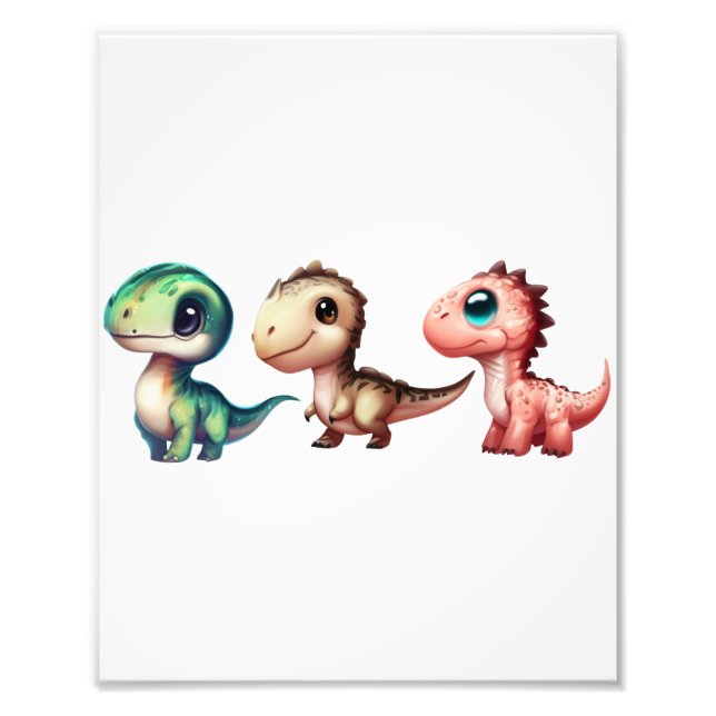Impression Photo Illustration de bébés dinosaures mignons (Devant)
