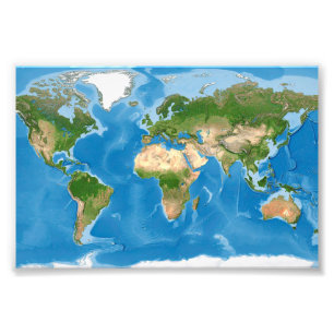 Impression Photo Illustration de carte topographique du monde