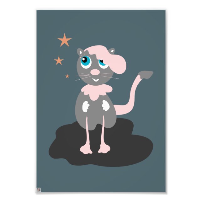 Impression Photo Illustration de chat pour enfants, mignon kitty de (Devant)
