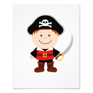 Impression Photo Illustration de dessin de petit garçon pirate mign