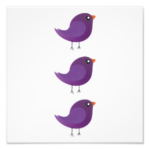 Impression Photo Illustration de petit oiseau violet mignon