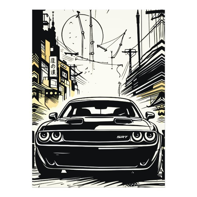 Impression Photo Illustration de style Pop Art d'une muscle car mod (Devant)