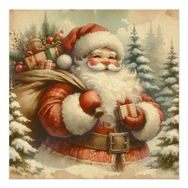 Impression Photo Illustration du Père Noël rétro (Devant)
