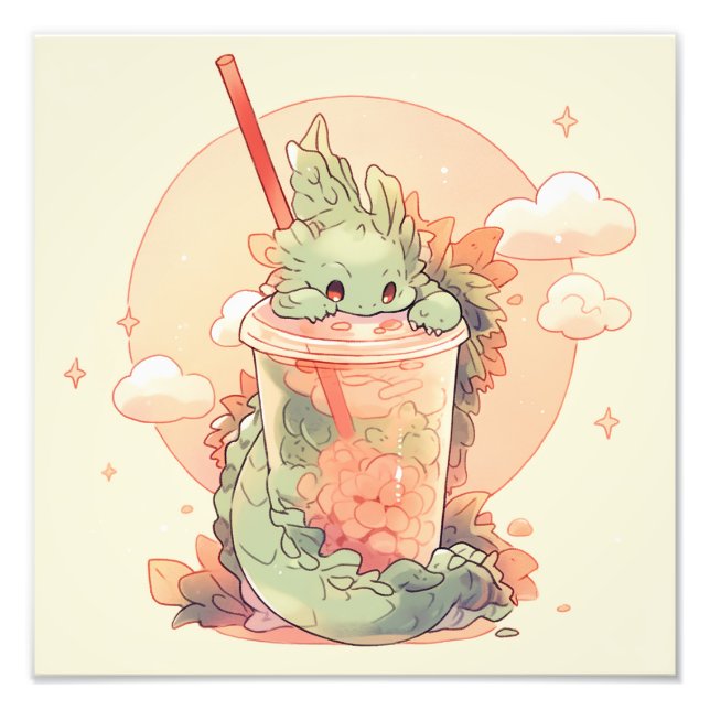 Impression Photo Illustration d'un dragon mignon (Devant)