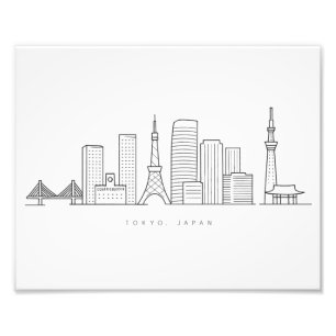 Impression Photo Illustration minimaliste de la skyline de Tokyo