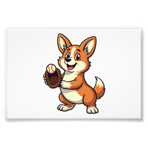 Impression Photo Illustration vectorielle de dessin animé corgi chi
