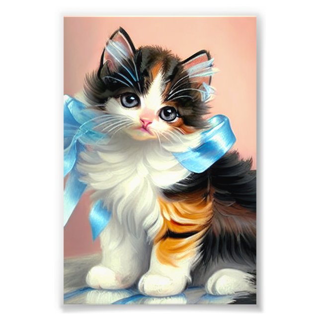 Impression Photo Illustration vintage Calico Kitten (Devant)