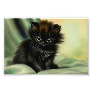 Impression Photo Illustration vintage de Kitten noir
