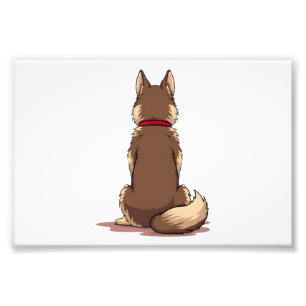 Impression Photo Illustration vintage vue arrière chien Husky marro