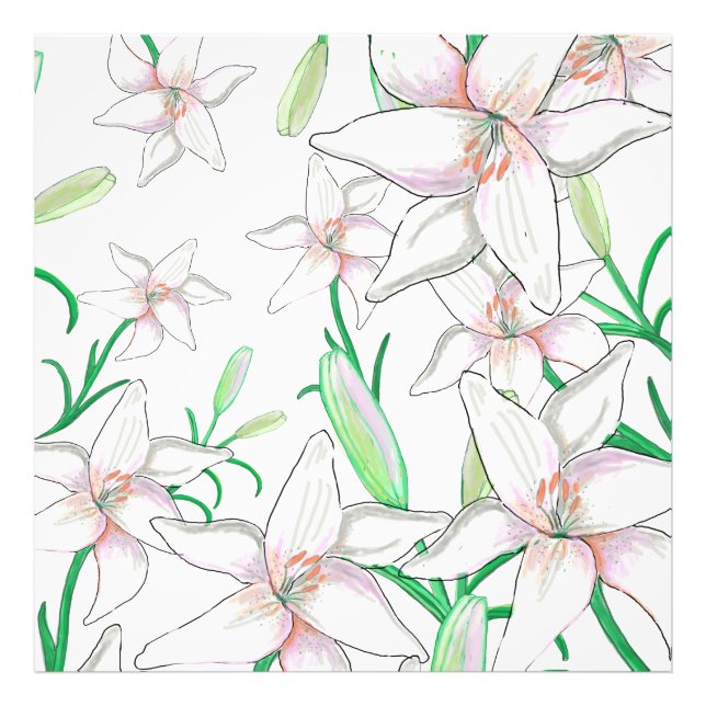 Impression Photo Illustration White Lilies (Devant)