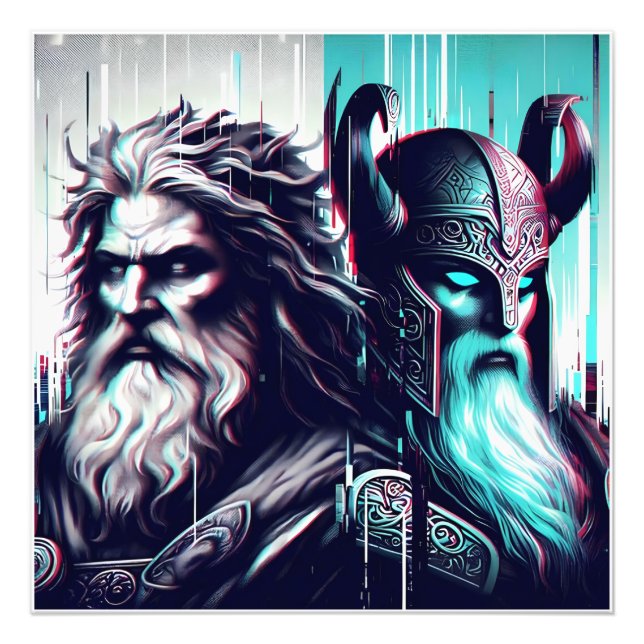 Impression Photo image of the gods zeus and odin together (Devant)