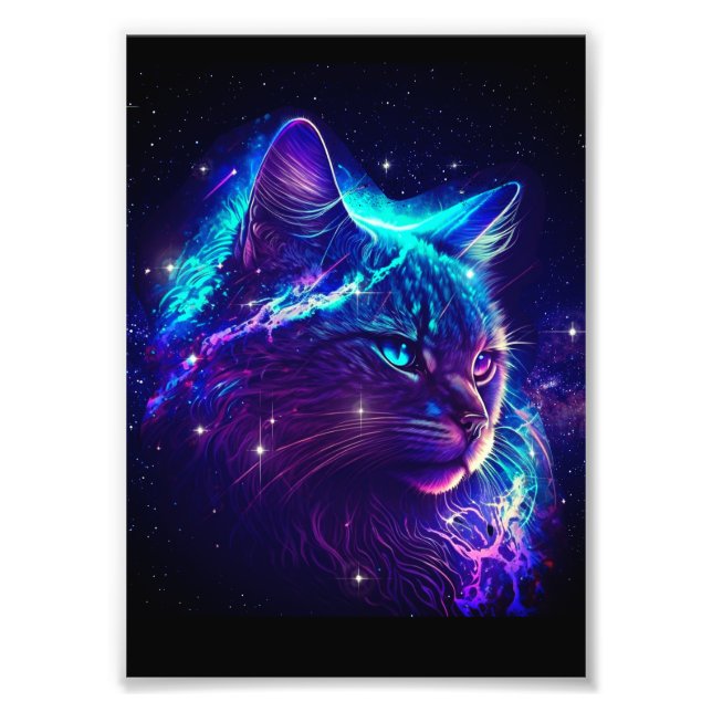 Impression Photo Imaginaire Abstrait Cute Galaxy Space Kitty Chat (Devant)