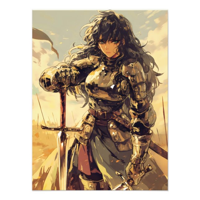 Impression Photo Imaginaire de chevalier de femme Anime (Devant)